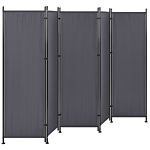 Room Divider Grey Polyester Black Steel Frame 5 Panels Decorative Screen Partition Beliani