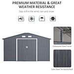 Outsunny 13 X 11ft Foundation Ventilation Steel Outdoor Garden Shed Grey