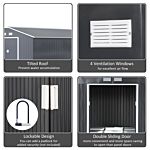 Outsunny 13 X 11ft Foundation Ventilation Steel Outdoor Garden Shed Grey