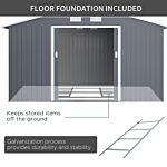 Outsunny 13 X 11ft Foundation Ventilation Steel Outdoor Garden Shed Grey