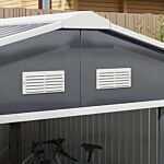 Outsunny 13 X 11ft Foundation Ventilation Steel Outdoor Garden Shed Grey