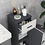 Kleankin Slim Bathroom Cabinet, Narrow Bathroom Storage Cabinet With Drawer, Door Cupboard, Adjustable Shelf And Soft Close Mechanism, Grey