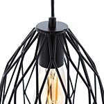 1-light Pendant Ceiling Lamp Black Cage Wire Shade Openwork Industrial Beliani