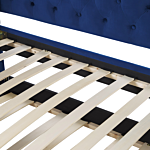 Trundle Bed Frame Blue Eu Velvet Single Size 3ft Slatted Frame Buttoned Nailhead Trims Glam Beliani