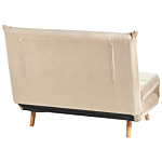 Small Sofa Bed Beige Velvet Fabric Wooden Legs 1 Seater Fold-out Sleeper Armless With Cushion Scandinavian Modern Design Beliani