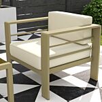 Outsunny 5-piece Garden Sofa Set With Cushions, Aluminium Garden Furniture Sets With Glass Top Coffee Table, Patio Sectional Furniture Set, For Patio & Deck, Gold Tone