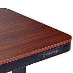 Electrically Adjustable Desk Dark Wood Black Tabletop Powder Coated Steel Frame Sit And Stand 120 X 60 Cm Modern Design Beliani