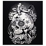 B&w Double Cotton Bedspread + Wall Hanging - Rose Skull