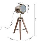 Homcom Vintage Tripod Table Desk Lamp Bedside Light Spotlight Brass Antique Searchlight Wooden Base