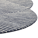 Rug White And Graphite Grey Wool Cotton 140 X 200 Cm Oval Hand Tufted Low Pile Striped Beliani