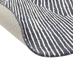 Rug White And Graphite Grey Wool Cotton 140 X 200 Cm Oval Hand Tufted Low Pile Striped Beliani