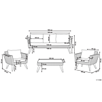 Patio Set Taupe Rattan 3 Seater 2 Chairs Grey Cushions Outdoor Country Beliani