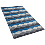 Outdoor Rug Mat Blue Synthetic 90 X 180 Cm Scale Geometric Pattern Eco Friendly Modern Minimalist Beliani