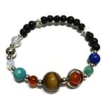 Lava Stone Bracelet - Silver Solar System