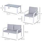 Outsunny 4-seater Outdoor Pe Rattan Table And Chairs Set White/grey