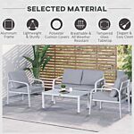 Outsunny 4-seater Outdoor Pe Rattan Table And Chairs Set White/grey