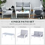 Outsunny 4-seater Outdoor Pe Rattan Table And Chairs Set White/grey
