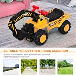 Homcom Kids 4-in-1 Hdpe Excavator Ride On Truck Yellow/black