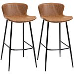 Homcom Bar Stools Set Of 2, Pu Leather Upholstered Bar Chairs, Kitchen Stools With Backs And Steel Legs For Dining Room, Brown