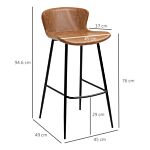 Homcom Bar Stools Set Of 2, Pu Leather Upholstered Bar Chairs, Kitchen Stools With Backs And Steel Legs For Dining Room, Brown