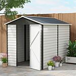 Outsunny 9x 6ft Metal Outdoor Garden Shed, Galvanised Tool Storage Shed W/ Sloped Roof, Lockable Door For Patio Lawn, Dark Grey