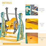 Homcom 3-in-1 Kids Swing And Slide Set With Basketball Hoop Slide Swing Adjustable Seat Height Toddler Playground Activity Center Indoor And Outdoor