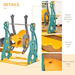 Homcom 3-in-1 Kids Swing And Slide Set With Basketball Hoop Slide Swing Adjustable Seat Height Toddler Playground Activity Center Indoor And Outdoor