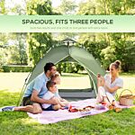 Outsunny Three Man Pop Up Tent Camping Festival Hiking Family Travel Shelter Portable