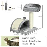 Pawhut Cat Scratching Post, Cat Tree Scratching Kitten Activity Centre Climber Hanging Ball, Scratch Post For Indoor Cats, Grey