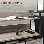 Homcom Rustic Chest Of Seven Fabric Drawers - Grey Wood Effect