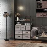 Homcom Rustic Chest Of Seven Fabric Drawers - Grey Wood Effect