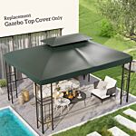 Outsunny 3x4m Gazebo Replacement Roof Canopy, 2 Tier Top Uv Cover Garden Patio Awning Shelters, Deep Grey (top Only)