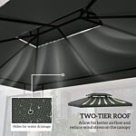 Outsunny 3x4m Gazebo Replacement Roof Canopy, 2 Tier Top Uv Cover Garden Patio Awning Shelters, Deep Grey (top Only)