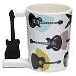 Collectable Shaped Handle Ceramic Mug - Headstock Guitar