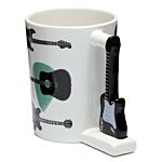 Collectable Shaped Handle Ceramic Mug - Headstock Guitar