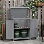 Outsunny Wooden Garden Storage Shed Tool Cabinet Organiser With Shelves, Two Doors,74 X 43 X 88cm, Grey