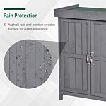 Outsunny Wooden Garden Storage Shed Tool Cabinet Organiser With Shelves, Two Doors,74 X 43 X 88cm, Grey