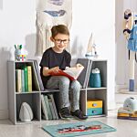 Homcom Kids Storage Cabinet, Organiser Display Shelf W/ Six Compartments For Toys, Clothes, Books - Grey