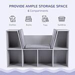 Homcom Kids Storage Cabinet, Organiser Display Shelf W/ Six Compartments For Toys, Clothes, Books - Grey