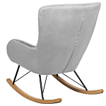 Rocking Chair Light Grey Velvet Metal Legs Wooden Skates Modern Beliani