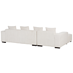 Right Hand Corner Sofa With Ottoman Off-white Corduroy L-shaped 4 Seater Jumbo Cord With Throw Pillows Modern Design Beliani