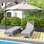 Outsunny Outdoor Pe Rattan Sun Lounger Set Of 2, Multi-position Backrest Adjustable Single Recliner Sunbed Daybed With Removeable & Washable Cushion, For Patio, Garden, Light Grey