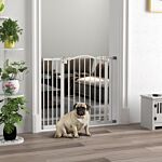 Pawhut Metal 74-94cm Adjustable Pet Gate Safety Barrier W/ Auto-close Door White