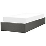 Slatted Bed Frame Grey Polyester Fabric Upholstered Ottoman Storage 3ft Eu Single Size Modern Design Beliani