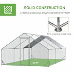 Pawhut Walk-in Galvanised Steel Chicken Run With Chicken Activity Shelf And Cover, 3 X 6 X 2m