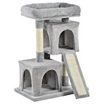 Pawhut Cats 3-tier Sisal Rope Leisure Tree Light Grey