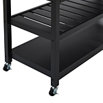 Kitchen Trolley Black Light Wood Top 2 Shelves 2 Cutlery Drawers Casters Scandinavian Modern Beliani