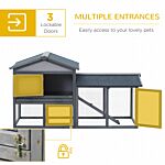 Pawhut Wooden Double Tier Rabbit Guinea Pig Hutch Small Animal House Water Resistant Roof Ramp 147 X 54 X 84 Cm