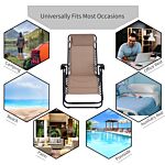 Outsunny Zero Gravity Chair Metal Frame Armchair Outdoor Folding & Reclining Sun Lounger With Head Pillow For Patio Decking Gardens Camping, Beige