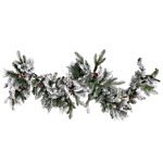 Christmas Garland White Synthetic Material 180 Cm Pre Lit Snowy With Led Lights Seasonal Decor Beliani